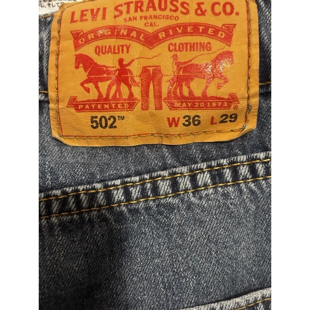 Levis 502 Jeans Mens 36x29 (actual 36x27) Stretch Med‎ Wash All Seasons Distress